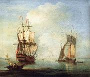 Monamy, Peter A clam scene,with two small drying sails